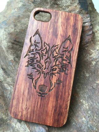 Ốp gỗ iphone 6/6s - Họa tiết đầu sói