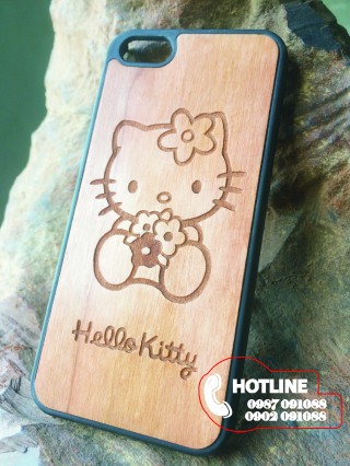 Ốp lưng gỗ iphone 5/5s - Hello Kitty