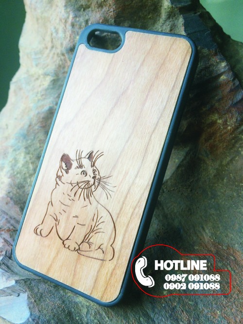 Ốp lưng gỗ iphone 5/5s - Họa tiết Mèo con