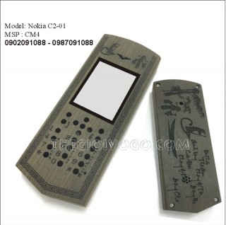 Vỏ gỗ Nokia C201- Thư Pháp Cha Mẹ - Gỗ Mun